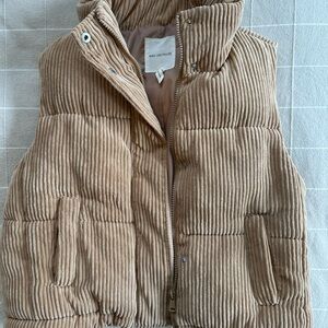 Avec Les Filles Beige Corduroy Puffer Vest